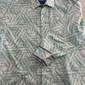 Robert Graham Teal and White Geometric Men's Shirt